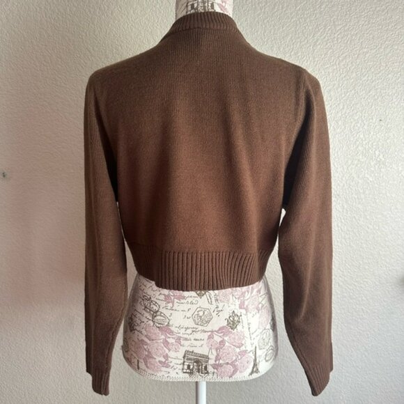 H&M Divided Brown and White Argyle Loose Cropped Cardigan - Women’s Size S - Picture 3 of 10